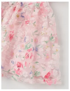 Origami Lulu Newborn Floral Applique Dress in Pink