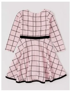 Origami Madeline Crinkle Windowpane Dress in Pink