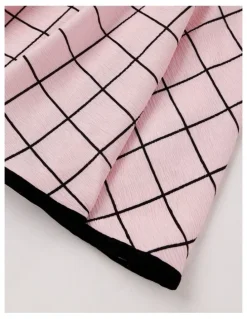 Origami Madeline Crinkle Windowpane Dress in Pink