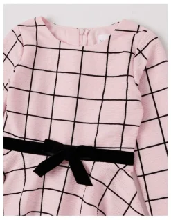 Origami Madeline Crinkle Windowpane Dress in Pink