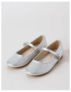 Origami Origami Jasmine Junior and Senior Diamonte Flat with Strap in Silver