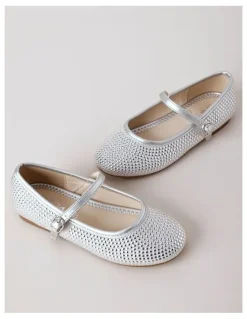 Origami Origami Jasmine Junior and Senior Diamonte Flat with Strap in Silver