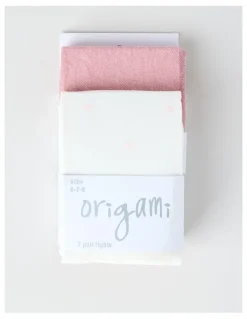Origami 2 Pack Glitter Tights in Silver