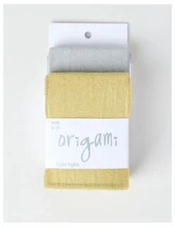 Origami 2 Pack Matellic Tights in Silver