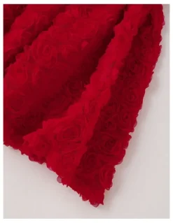 Origami Rose Fit & Flare Rosette Dress with Oversized Bow in Berry