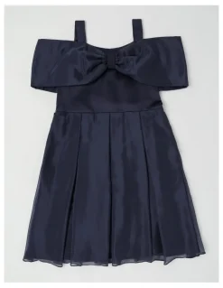 Origami Savini Organza Fit & Flare Dress in Navy