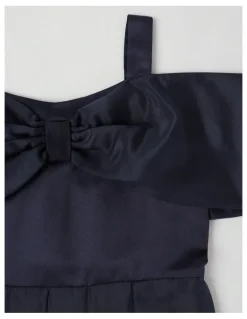 Origami Savini Organza Fit & Flare Dress in Navy