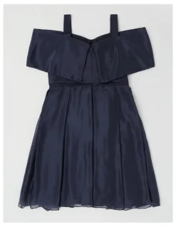 Origami Savini Organza Fit & Flare Dress in Navy