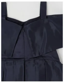 Origami Savini Organza Fit & Flare Dress in Navy