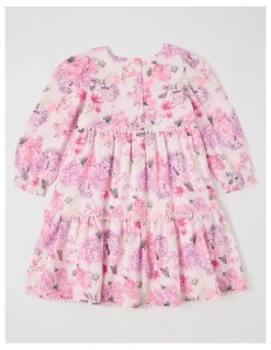 Origami Seraphina Tiered Dress with Bobble Trim in Pink