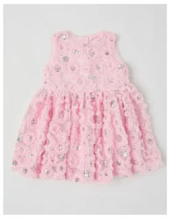 Origami Skye Newborn Fit & Flare Dress in Pink