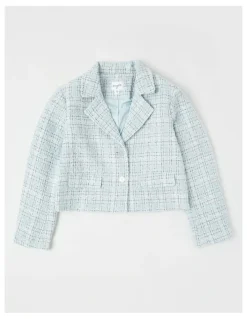Origami Victoria Tweed Jacket with Gold Buttons in Blue