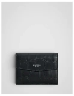 Oroton Jordan Texture Card Pouch in Black