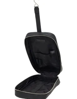 Oxford Aaron Leather Washbag in Black
