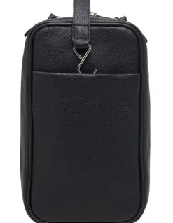 Oxford Aaron Leather Washbag in Black