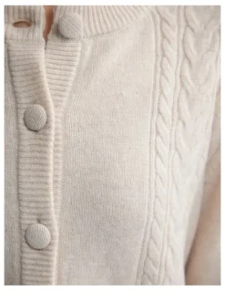 Oxford Amelia Cable Knit Cardigan in Ivory