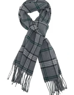 Oxford Beau Wool Check Scarf in Grey