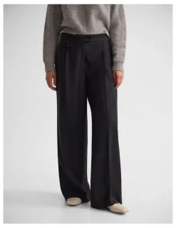 Oxford Belle Wool Pant in Charcoal