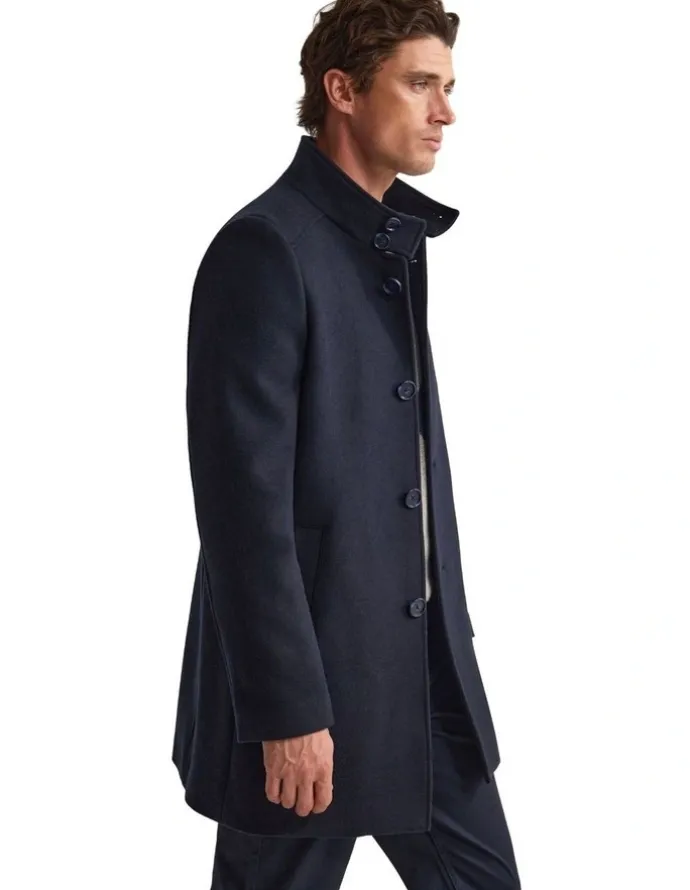Oxford Dunbar Wool Rich Coat in Navy
