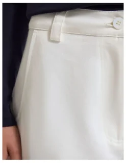 Oxford Etta Barrel Leg Cotton Pant in White