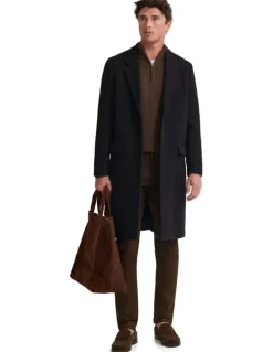 Oxford George Wool Rich Coat in Black Twill