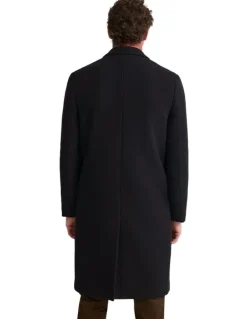 Oxford George Wool Rich Coat in Black Twill