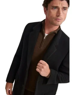 Oxford George Wool Rich Coat in Black Twill