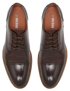 Oxford Hudson Toe Cap Derby Shoe in Dark Brown