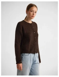 Oxford Jessie Wool Cardigan in Chocolate