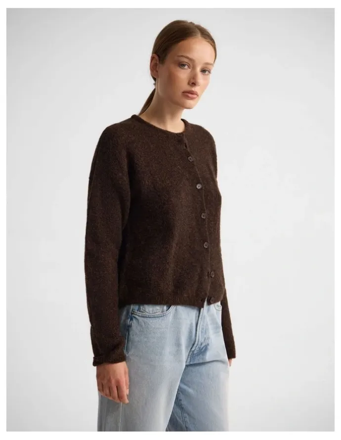 Oxford Jessie Wool Cardigan in Chocolate