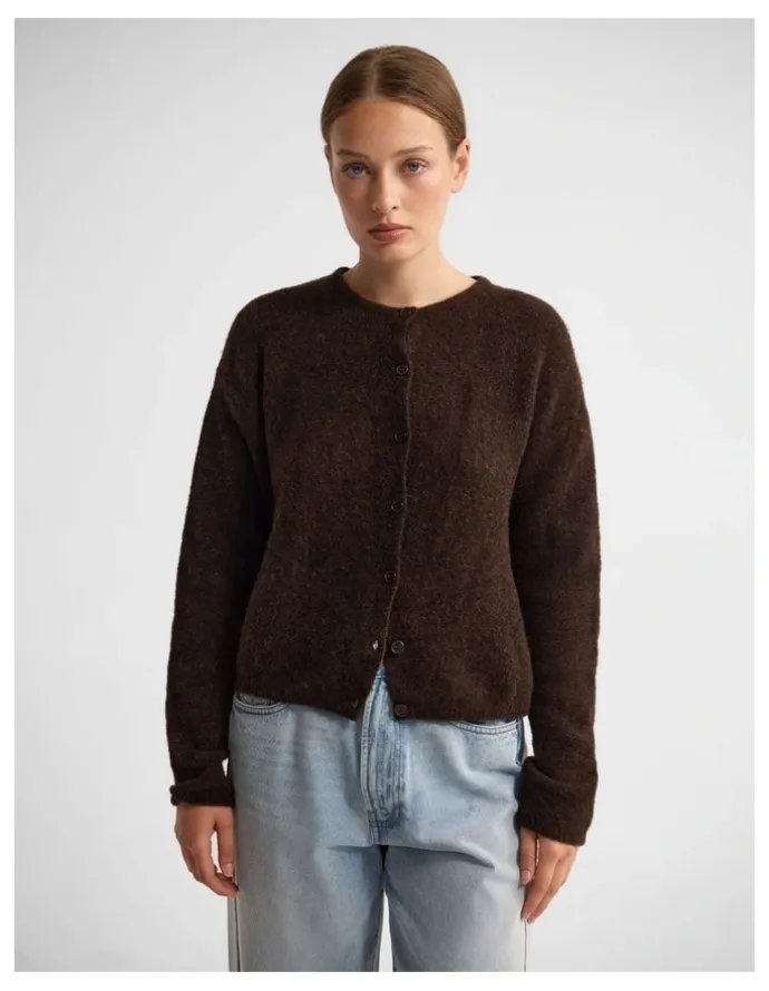 Oxford Jessie Wool Cardigan in Chocolate