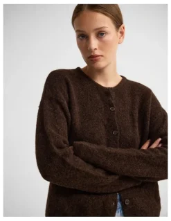 Oxford Jessie Wool Cardigan in Chocolate