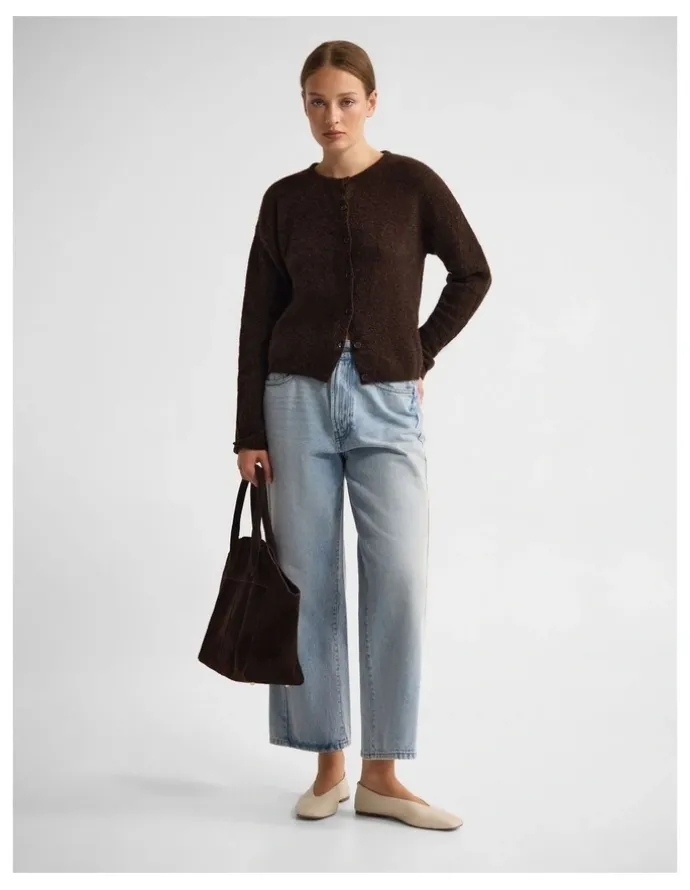 Oxford Jessie Wool Cardigan in Chocolate