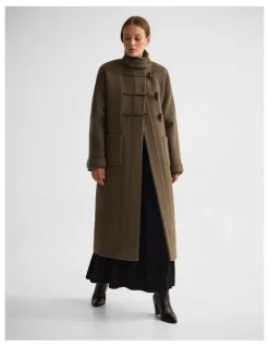 Oxford Kerry Funnel Collar Duffle Coat in Green