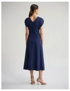 Oxford Kitty Ponti Dress in Navy