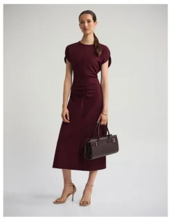 Oxford Kitty Ponti Dress in Plum