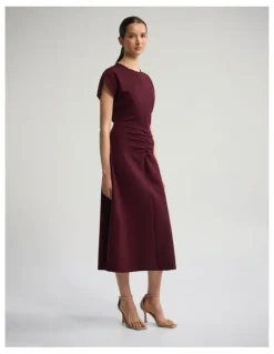 Oxford Kitty Ponti Dress in Plum