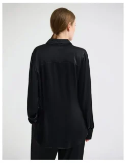 Oxford Lauren Silky Shirt in Black