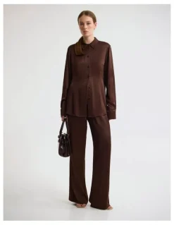 Oxford Lauren Silky Shirt in Chocolate