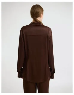 Oxford Lauren Silky Shirt in Chocolate