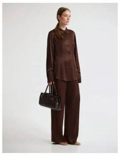 Oxford Lauren Silky Shirt in Chocolate