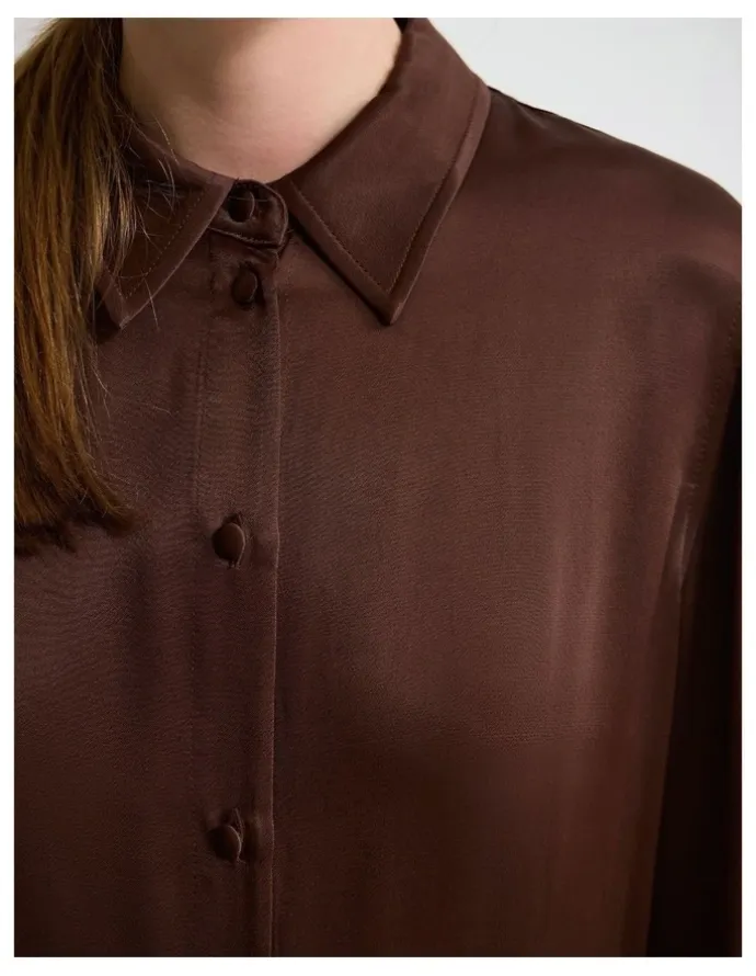 Oxford Lauren Silky Shirt in Chocolate