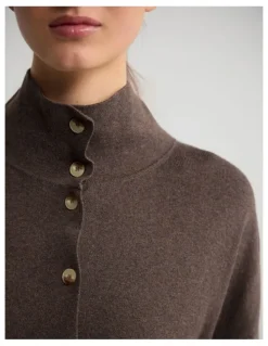 Oxford Maddison Funnel Collar Cardigan in Chocolate