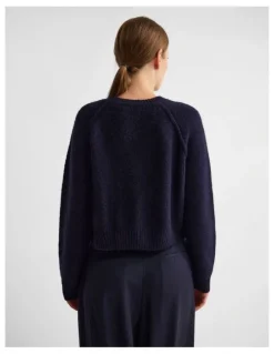 Oxford Mei Alpaca Blend Crew Neck in Navy