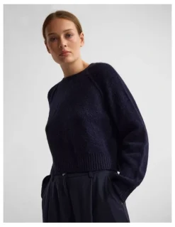Oxford Mei Alpaca Blend Crew Neck in Navy