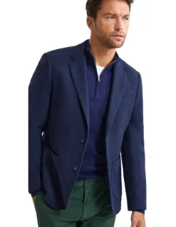Oxford Milton Wool Blend Blazer in Navy