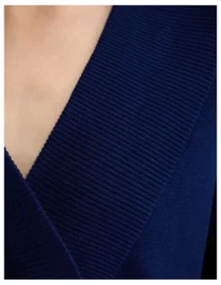 Oxford Pia Cotton V-Neck Knit in Navy