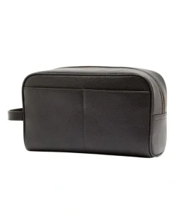 Oxford Royce Leather Wash Bag in Black