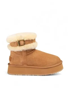 Ozwear Ugg Classic Platform Buckle Mini Boots (4.5cm) (Water Resistant) in Chestnut
