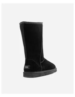 Ozwear Ugg Genuine Australian Sheepskin Long Classic Suede Boots in Black